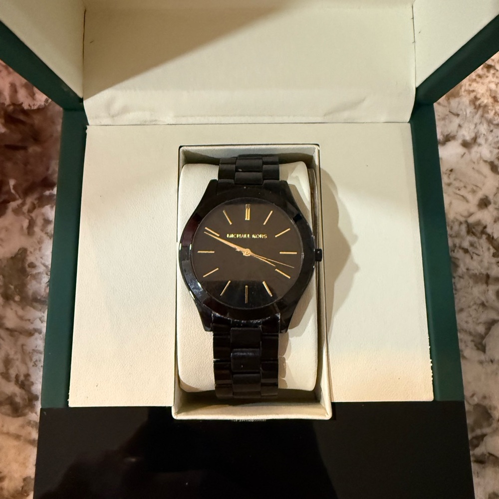 Michael Kors Black and Gold Watch - Picture 2 of 2